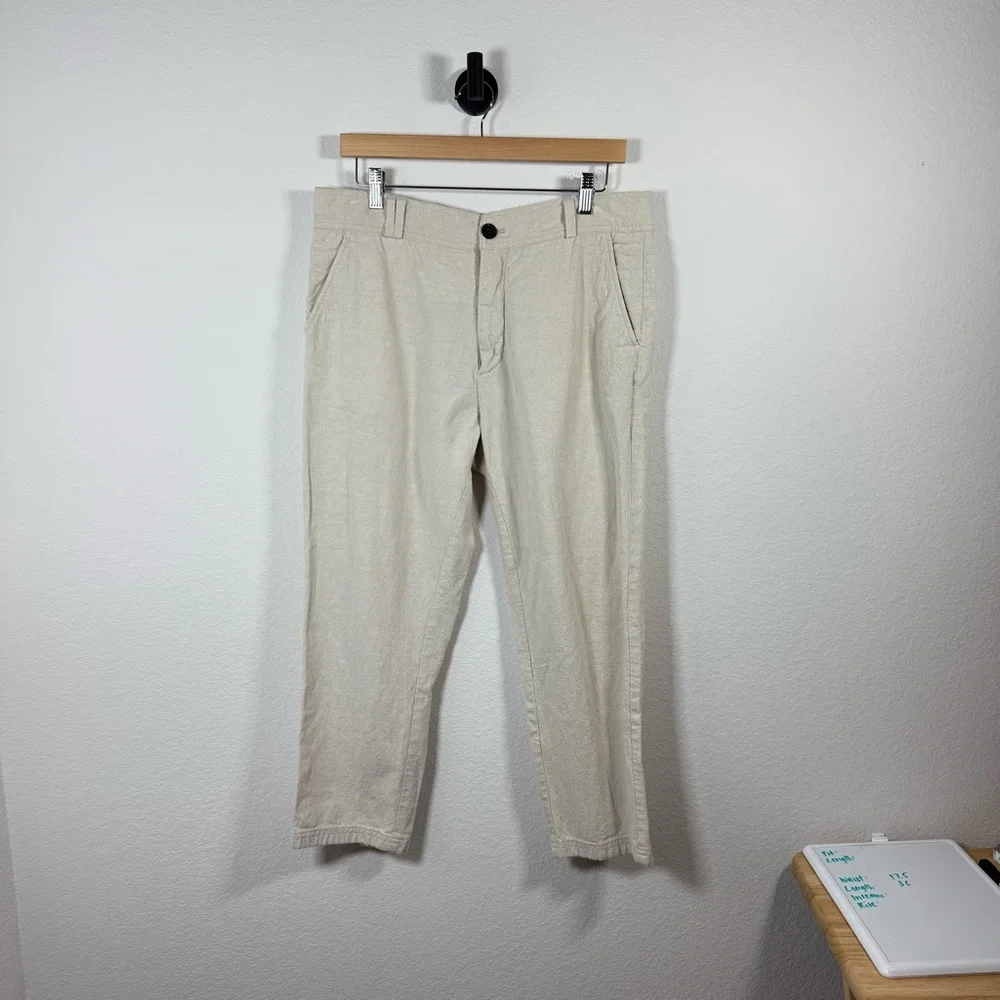 I Love Ugly Men’s Linen Slim Kobe Pants in Bone Beige Size L